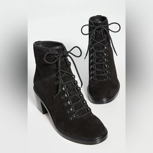 Vince. Falco Combat Moto black suede ankle boot - 9. Retail $395